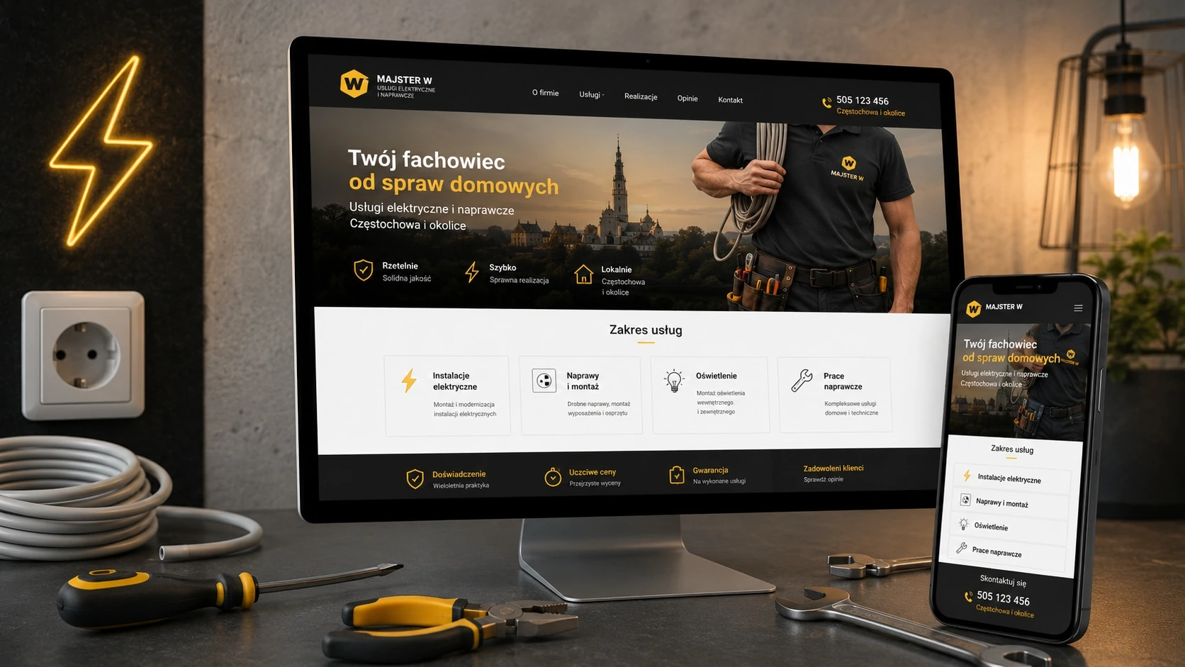 A one-page Astro website for an electrician and handyman
